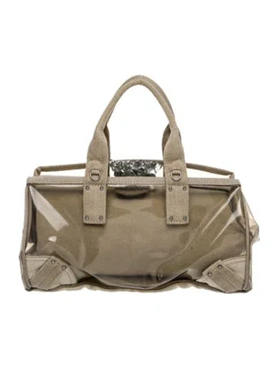 Pre-owned Prada Pvc Canvas & Pvc Tote Large In Neutral