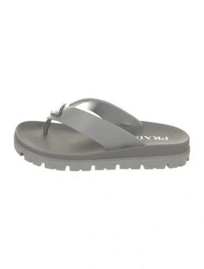 Pre-owned Prada Pvc Flip Flops In Gray