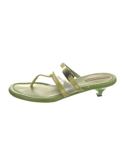 Pre-owned Prada Pvc Flip Flops In Green