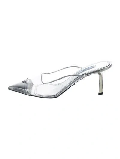 Pre-owned Prada Pvc Mules In Clear/silver