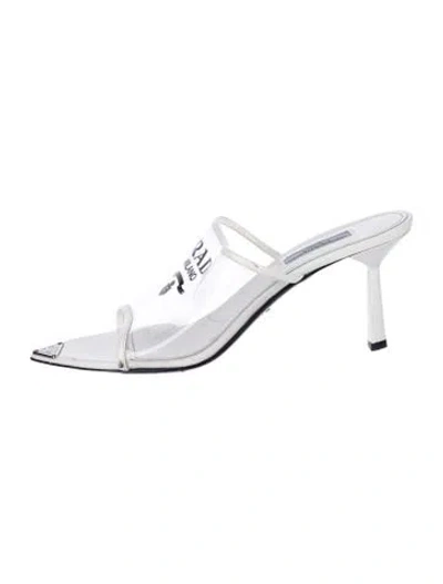 Pre-owned Prada Pvc Printed Slides In White