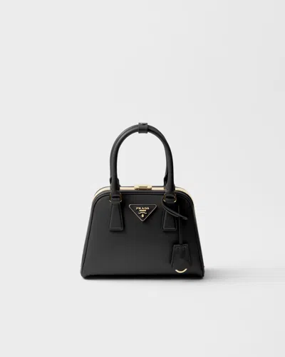 Prada Pyramid Mini Bag Aus Saffiano-leder In Black