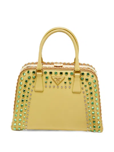 Pre-owned Prada Pyramid Tote Bag In Yellow