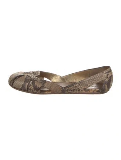 Pre-owned Prada Python Animal Print Flats In Brown