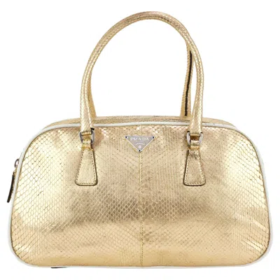 Pre-owned Prada Python Bowling Bag In Sand