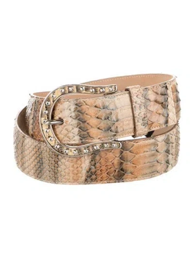 Pre-owned Prada Python Waist Belt In Neutrals