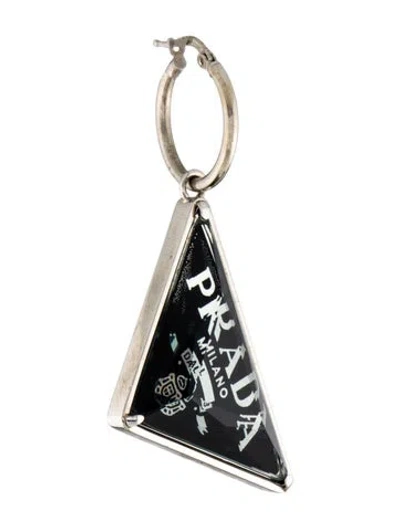 Pre-owned Prada Quartz Symbole Single Hoop Drop Earring In Multi