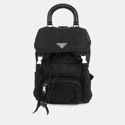 Pre-owned Prada Quilted Backpack Black Nylon