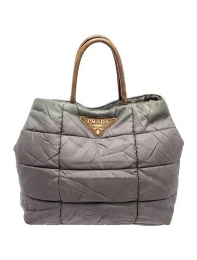 Pre-owned Prada Quilted Bomber In Gray
