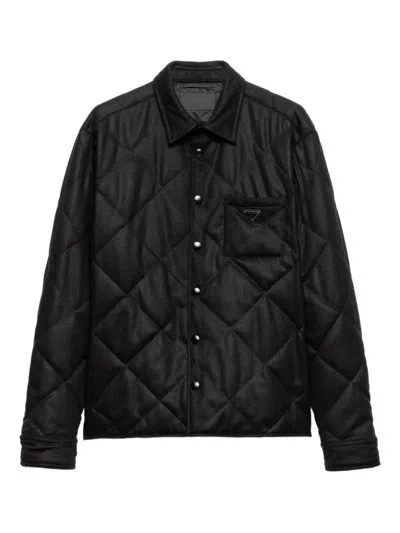 Prada Cashmere Padded Overshirt In Black