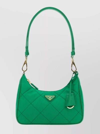 Prada Quilted Chain Strap Shoulder Bag In Green