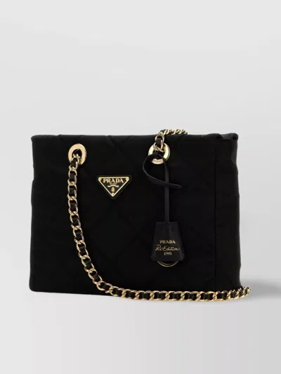Prada Re-edition 1995 Quilted Chain Shoulder Bag In Black
