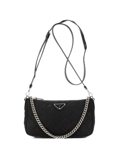 Pre-owned Prada Quilted Chain-link Shoulder Bag In Black