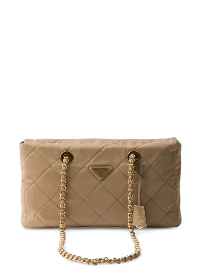 Prada Quilted Clutch Bag In Brown