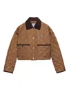 Prada Womens Brown Lightweight Triangle-logo Cropped Nylon Jacket In Brown
