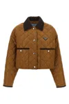 Prada Quilted Crop Jacket In Brown
