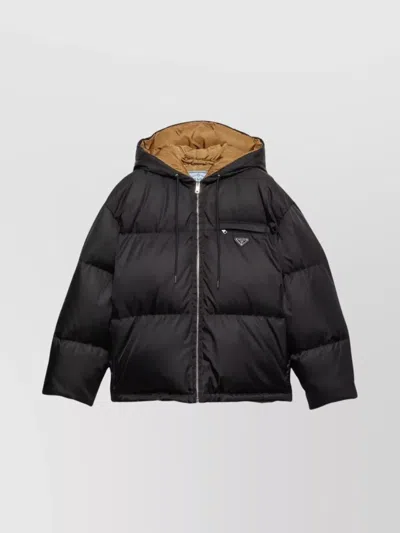 Prada Quilted Design Hooded Down Jacket