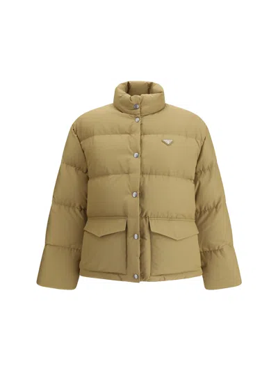 Prada Long Sleeve Cotton Coat In Green
