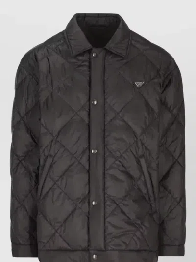 Prada Quilted Down Padded Coat In Black
