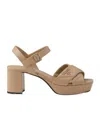 Prada Quilted High Heeled Sandals With Thick Soles In Yellow