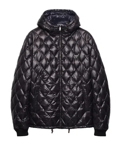Prada Quilted Hooded Jacket In Black