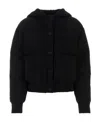 Prada Hooded Wool Blend Jacket With Elastic Cuffs In Black