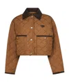 Prada Quilted Crop Jacket In Brown