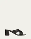 Prada Logo Leather Sandals In Nero