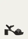 Prada Quilted Nappa Leather Platform Sandals In Nero