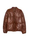 Prada Quilted Leather Jacket In Brown