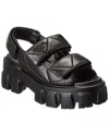 Prada Quilted Leather Platform Sandal In Black