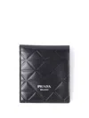 Prada Quilted Leather Wallet In F0002 Black