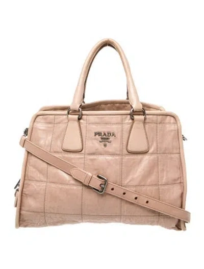 Pre-owned Prada Quilted Nappa Leather Quilted Tote In Neutral