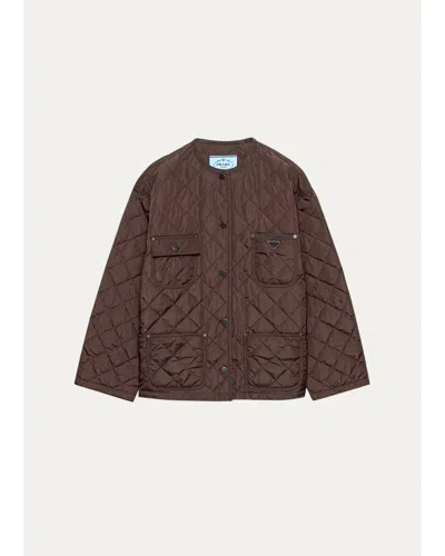 Prada Quilted Nylon Jacket In Brown