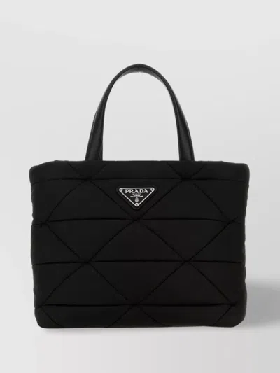 Prada Quilted Nylon Shoulder Bag In Black