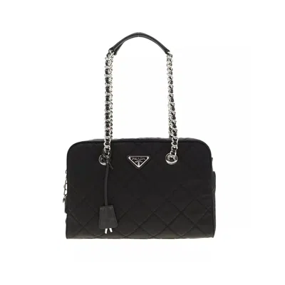 Prada Quilted Nylon Shoulder Bag In Black