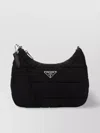 Prada Quilted Nylon Shoulder Bag With Adjustable Strap In Black