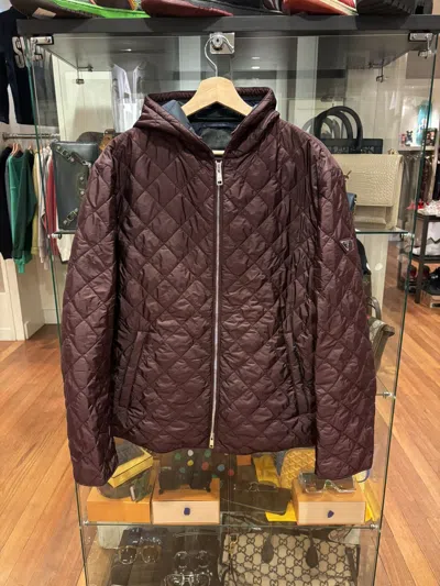 Pre-owned Prada Quilted Padded Nylon Jacket Burgundy Wine In Red