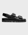 Prada Logo-lettering Quilted Leather Sandals In Nero