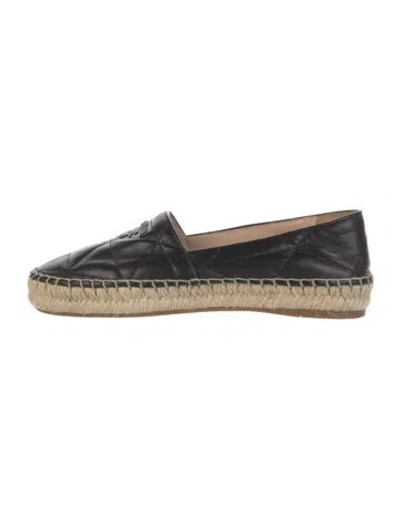 Pre-owned Prada Quilted Pattern Leather Espadrilles In Black