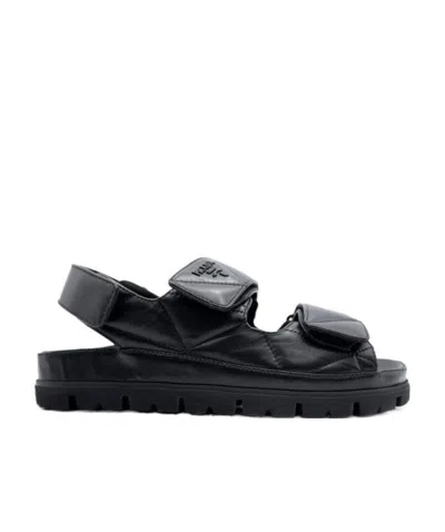 Prada Quilted Leather Slingback Sporty Sandals In Black