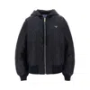 Prada Quilted Re-nylon Hooded Blouson Jacket In Blue