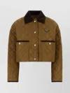 Prada Quilted Re-nylon Jacket Contrast Collar In Green