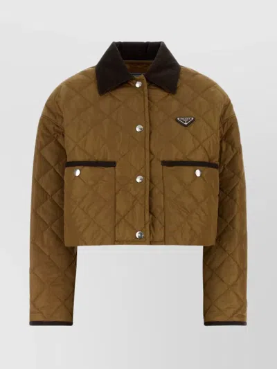 PRADA QUILTED RE-NYLON JACKET CONTRAST COLLAR