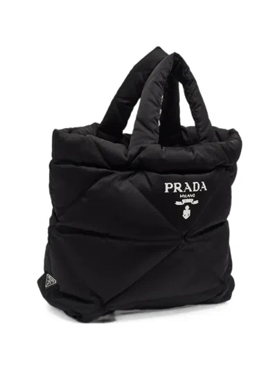 Prada Quilted Re-nylon Tote Bag In Black