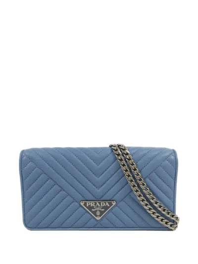 Pre-owned Prada Quilted Shoulder Bag In Blue
