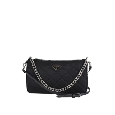 Prada Quilted Shoulder Bag With Enamelled Triangle Logo