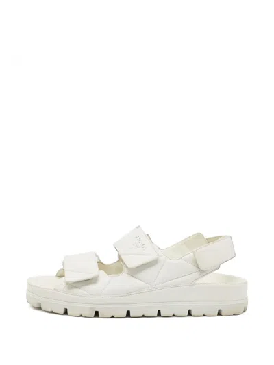 Pre-owned Prada Quilted Slingback Sandals In White