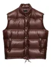 Prada Quilted Stand-up Collar Gilet In Brown