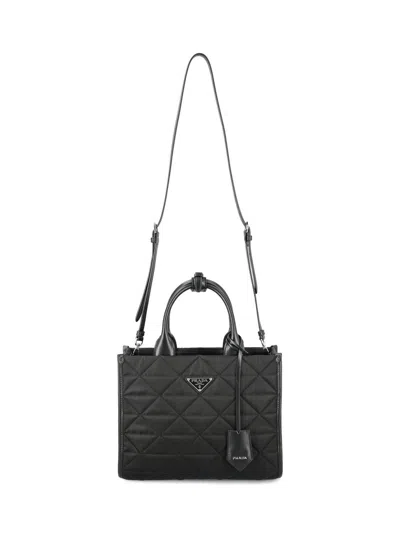 Prada Quilted Symbole Handbag In Black